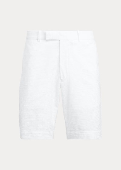 Pantalones Cortos Ralph Lauren Hombre Blancos - Classic Fit Seersucker - PWRMI0465
